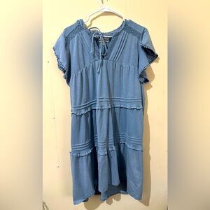Knox Rose XXL Blue Babydoll Bishop Sleeve Knee Length Dress